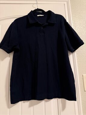 Zara Men's Dark Navy Button-Down Short Sleeve Shirt